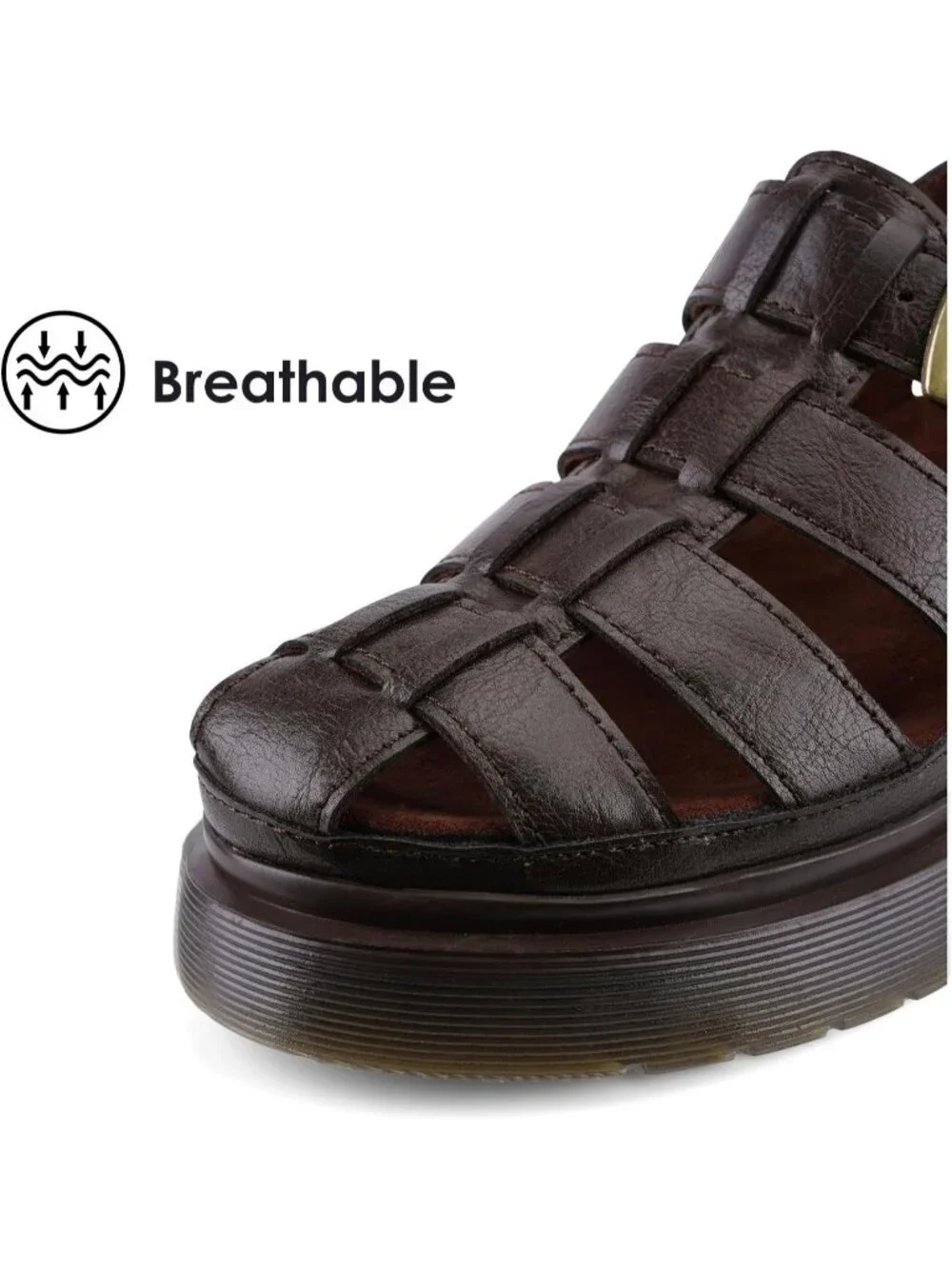 Women's Brown Chic Open Toe Flower Decoration Fisherman Platform Sandal Shoes